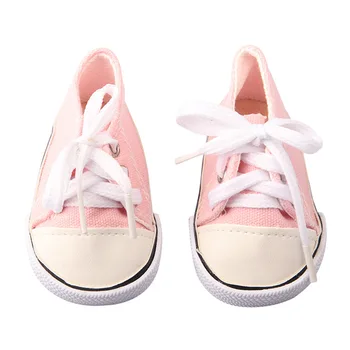 10 Culoare Alege 1,Moda Panza Adidași Pantofi De 18 inch Fată și Fată Păpuși Accesorii Pantofi Roundhead Dantela-up Pantofi de Panza  5