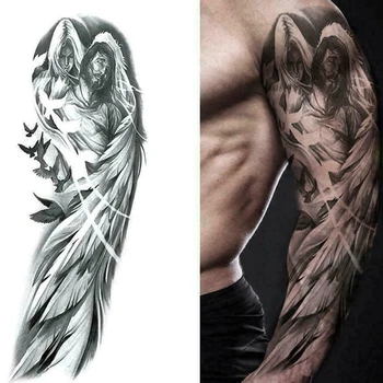 De sex masculin și de sex feminin cupluri brațul leu tigru tatuaj temporar rezistent la apa autocolante tatuaj tatuaj fals organismul animal isus totem tatuaj  10