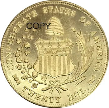 Statele unite ale americii Statele Confederate ale Americii Confederate Double Eagle $20 De Douăzeci de Dolari 1861 Alama Metal de Monede de Aur Copie Monede  10