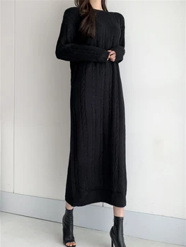Îmbrăcăminte Rochie Pulover Femei 2022 Nouă Toamnă Femeie De Iarnă Rochii Elegante Coreean Cald Tricotate Epocă Gros Solid Vestido De Sex Feminin  5